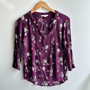 fun2fun Blouse Plum Boho Fairy Cottage Whimsical Office Casual Summer Small NWOT